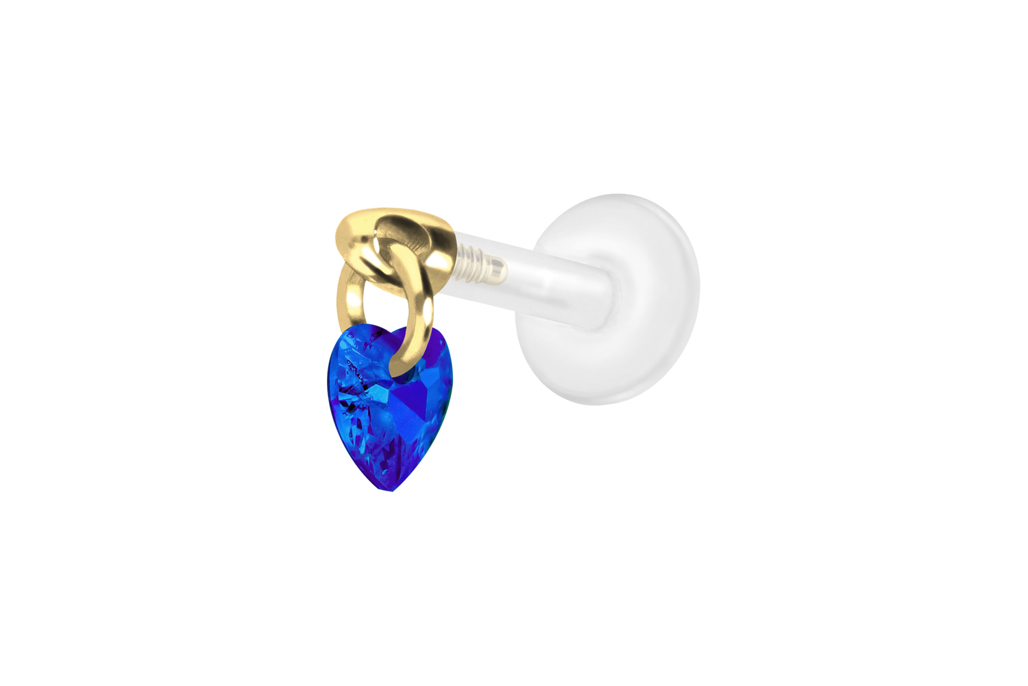 PTFE Labret Piercing mit Innengewinde + Titan-Aufsatz KRISTALLHERZ